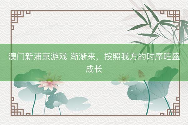 澳门新浦京游戏 渐渐来，按照我方的时序旺盛成长